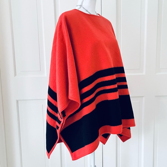 Kate Spade Broome St. orange black wool poncho - Picture 7 of 7